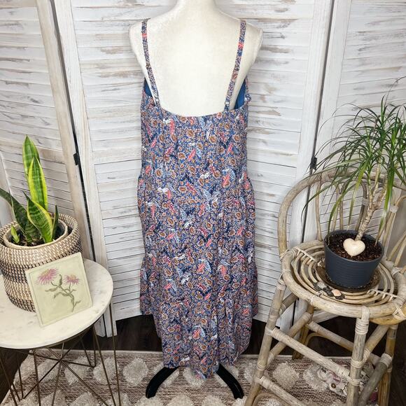 KNOX ROSE Women's L Off The Coast Tiered Midi Peasant Dress NWT Multi Floral - Picture 5 of 16